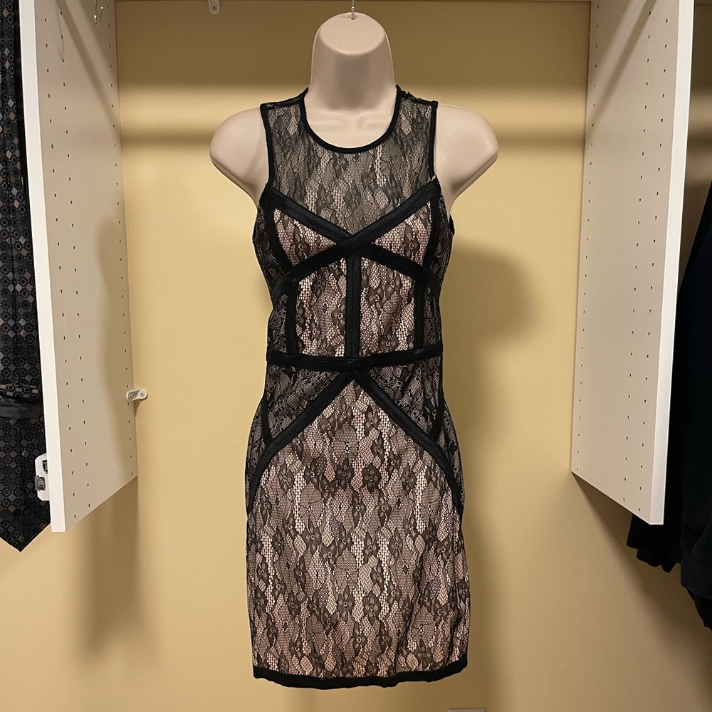 Forever 21 Black Lace Dress with Nude Lining